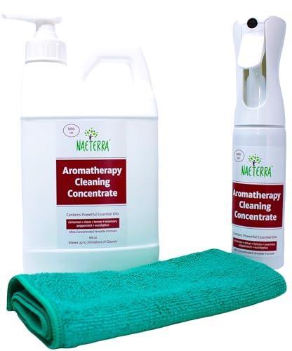 64 oz Naeterra Aromatherapy Thieves Household Cleaning Concentrate - Includes 1 Micro FIber Towel and Flairosol Propellent free Dispenser - SHOP NO2CO2