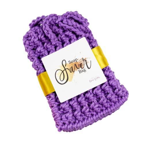 Ameythist Purple Soap Bar Scrubber Pouch with Drawstring - Single Bag - Cotton Soap Sack - Sustainable Bath Products (Packaged with ribbon and labels) - SHOP NO2CO2