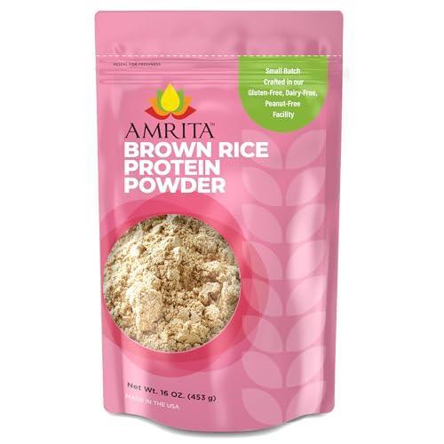 Amrita Brown Rice Protein Powder - Unflavored Vegan Protein Powder - Non-GMO, Gluten-Free, and Soy-Free - Plant-Based Protein - 15 Servings, 1 lb - SHOP NO2CO2
