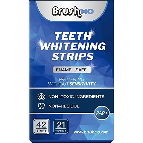 Brushmo Teeth Whitening Strips – 21 Treatments – Enamel Safe, Sensitivity Free, Non-Residue Professional Teeth Whitening Kit – Dentist Formulated Pap+ Non-Toxic Teeth Whitener Oral Care - SHOP NO2CO2