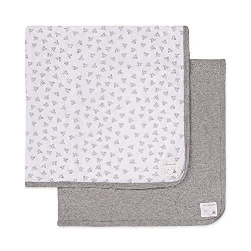 Burt's Bees Baby - Blankets, Set of 2, 100% Organic Cotton Swaddle, Stroller, Receiving Blankets (Heather Grey Solid + Honeybee Print) , 29x29 Inch (Pack of 2) - SHOP NO2CO2