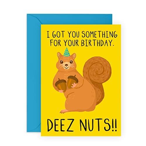 CENTRAL 23 Funny Birthday Cards For Men Women - Deez Nutz! - Friend Birthday Card Female - Gag Jokes Humor Gifts For Him Her - Comes With Fun Stickers - SHOP NO2CO2