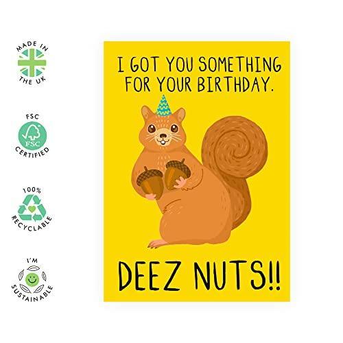 CENTRAL 23 Funny Birthday Cards For Men Women - Deez Nutz! - Friend Birthday Card Female - Gag Jokes Humor Gifts For Him Her - Comes With Fun Stickers - SHOP NO2CO2
