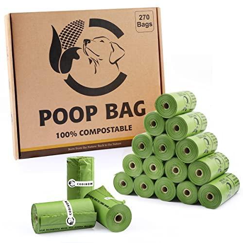Certified Compostable Dog Poop Bags, 270 Count Eco Friendly and Leakproof Dog Waste Bags, Easy Open 100% Compostable Forest Green Poop Bag for Dog, 15 Doggy Bags Per Roll (18 rolls) - SHOP NO2CO2
