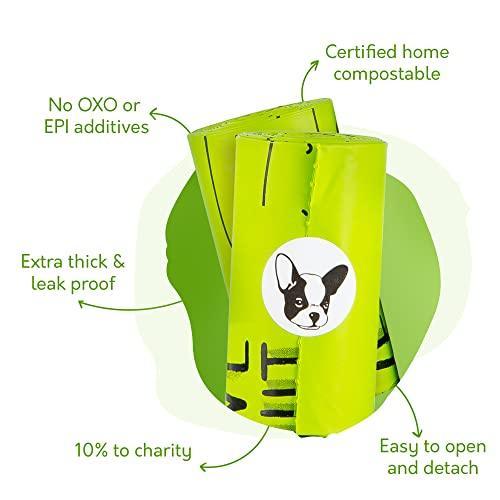 Certified Home Compostable Dog Poop Bags, 10% to Charity, Vegetable Based Dog Poop Bag, Earth Friendly dog waste bags, Leakproof And Zero Odor - SHOP NO2CO2