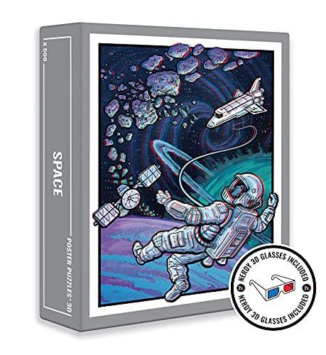 Cloudberries Space Puzzle, Cool 3D Space Jigsaw Puzzle, 500 Piece Solar System Jigsaw with an Astronaut, Space Shuttle and Planets, Two Pairs of 3D Glasses Included - SHOP NO2CO2