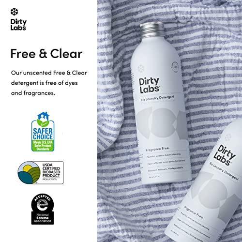 Dirty Labs | Scent Free | Bio-Liquid Laundry Detergent | 32 Loads (8.6 fl oz) | Hyper-Concentrated | High Efficiency & Standard Machine Washing | Nontoxic, Biodegradable | Stain & Odor Removal - SHOP NO2CO2