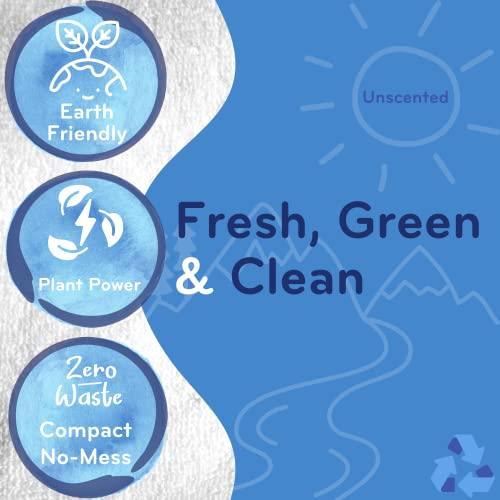 Eco-Gals Eco-Squares laundry detergent sheets with zero waste dry soap technology for cleaning linen and clothes in regular and high efficiency top or front load washing machines, Unscented - SHOP NO2CO2