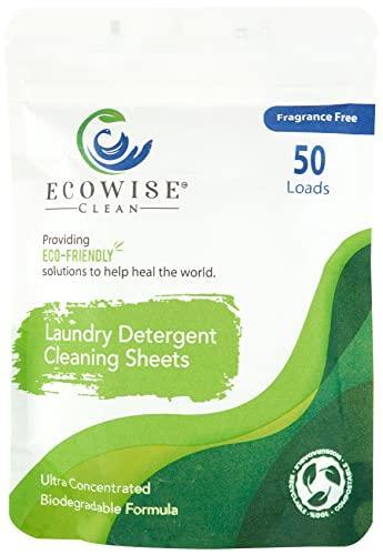 Ecowise Clean, Laundry Detergent Sheets Eco-Friendly Strips, Concentrated Biodegradable Washer Sheets, Fragrance Free, 50 Count (Pack of 1) - SHOP NO2CO2