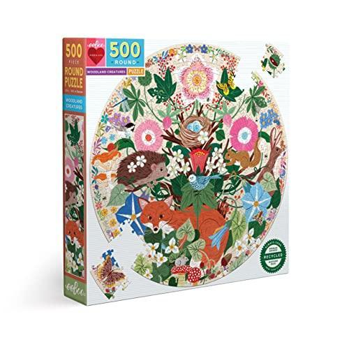 eeBoo: Piece and Love Woodland Creatures 500 Piece Round Jigsaw Puzzle, Includes a Full Color Insert for Reference, Glossy, Sturdy Puzzle Pieces - SHOP NO2CO2