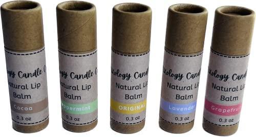 Handmade Natural Lip Balm Set of 5- Original, Mint, Cocoa, Lavender, Grapefruit - 5 Pack - SHOP NO2CO2