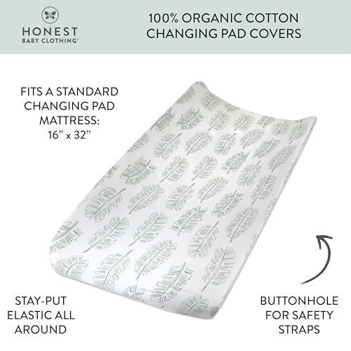 HonestBaby Organic Cotton Changing Pad Cover, Jumbo Leaf Sage, One Size - SHOP NO2CO2