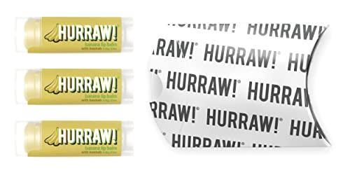 Hurraw! Banana Lip Balm, 3 Pack: Organic, Certified Vegan, Cruelty and Gluten Free. Non-GMO, 100% Natural Ingredients. Bee, Shea, Soy and Palm Free. Made in USA - SHOP NO2CO2