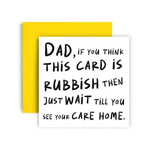 Huxters Dad Birthday Cards – Dad Care home card Fathers Day, Dad Birthday Funny Birthday Card –Thick Uncoated 350gsm Paper – Recyclable Envelope – 14.8cm Square (Dad) - SHOP NO2CO2