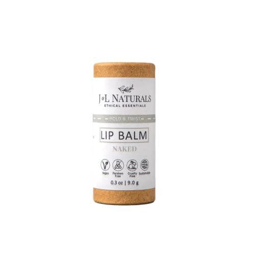 J&L Naturals Sustainable Lip Balm | Organic Ingredients, 100% Natural, Eco-Friendly | Cruelty Free, Vegan, Paraben Free, Silicone Free (Naked (Unscented), Single) - SHOP NO2CO2