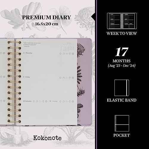 Kokonote Botanical 2024 Weekly Planner | 6.3" x 7.8" | August 2023 - December 2024 | Daily Weekly And Monthly Planner 2024 | Agenda 2024 Daily Planner | Hardcover Agenda With Planner Stickers | Stationery Gifts - SHOP NO2CO2