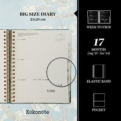 Kokonote Van Gogh Planner 2024 Weekly Planner | Big Size 8.3 x 9.8 inches | August 2023 - December 2024 | Daily Weekly And Monthly Planner 2024 | Hardcover Agenda With Planner Stickers - SHOP NO2CO2