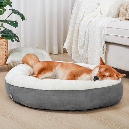 Love's cabin Round Donut Cat and Dog Cushion Bed, 30in Pet Bed for Cats or Small Dogs, Anti-Slip & Water-Resistant Bottom, Super Soft Durable Fabric Pet beds, Washable Luxury Cat & Dog Bed Grey - SHOP NO2CO2
