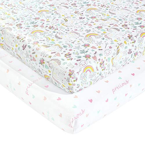 Lush Decor Baby Unicorn Heart Rainbow Micro Mink 2 Pack Fitted Crib Sheet, Multicolored - SHOP NO2CO2