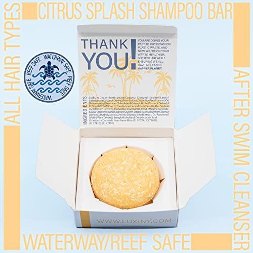 Luxiny Natural Shampoo Bars for Hair, Made in USA, Up to 60 Washes of Vegan, Sulfate Free Shampoo, Use at Home & a Travel Shampoo – All Hair Types, 60g (Citrus Splash) - SHOP NO2CO2
