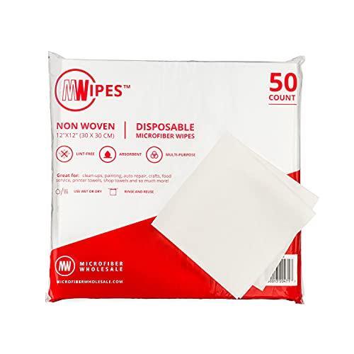 MWipes Disposable Microfiber Cleaning Cloth - 12" x 12" 50 Pack, No Lint, Non Abrasive, Highly Absorbent Household Cleaning Tools for House, Kitchen, Car, Window. - SHOP NO2CO2