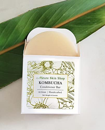 Nature Skin Shop Kombucha Conditioner Solid Bar Conditioner w/Free Mesh Travel Bag, All Hair Types including frizzy hair, Sulfate-Free, Vegan, Cruelty-Free & Travel Friendly, 4 Ounces - SHOP NO2CO2