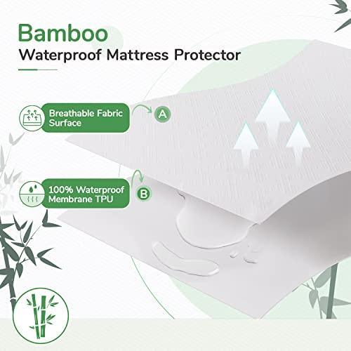 Novilla Bamboo Fiber Waterproof Crib Mattress Protector, Skin-Friendly Crib Mattress Cover Ultra Soft Washable Cooling Mattress Pad Cover for Crib Bed, Fits Up to 9" Depth - SHOP NO2CO2