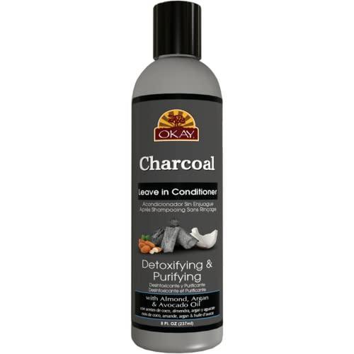 Okay Charcoal Leave In Conditioner For All Hair Types & Textures Detoxifying & Purifying With Almond, Argan & Avocado Oil Sulfate, Silicone & Paraben Free 8 Ounce , 8 Ounce - SHOP NO2CO2