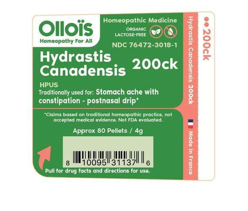 OLLOIS Hydrastis Canadensis 200ck Organic, Lactose-Free, Kosher Homeopathic Medicine, 80 Pellets (Pack of 3) - SHOP NO2CO2
