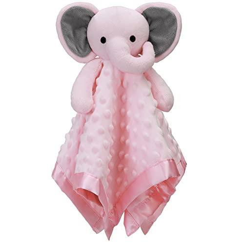 Pro Goleem Elephant Security Blanket with Stuffed Animal Snuggle Toy Lovey Soft Lovie Baby Registry Search Christmas Baby Girl Gifts for Infant and Toddler Pink 16 Inch - SHOP NO2CO2
