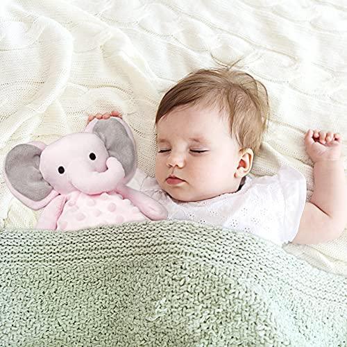 Pro Goleem Elephant Security Blanket with Stuffed Animal Snuggle Toy Lovey Soft Lovie Baby Registry Search Christmas Baby Girl Gifts for Infant and Toddler Pink 16 Inch - SHOP NO2CO2