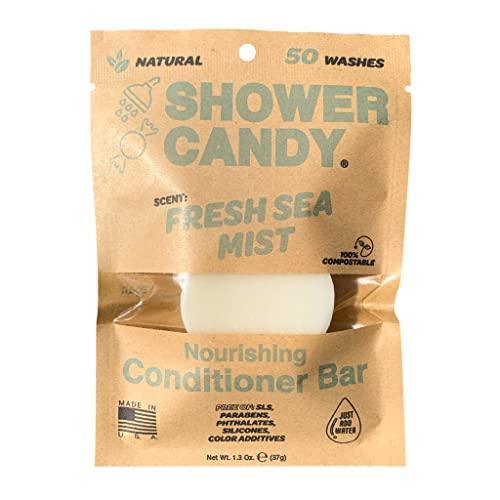 Shower Candy Fresh Sea Mist Solid Hair Conditioner Bar | Natural Conditioner with Plastic-Free Packaging | Zero Waste Compostable Pouch - SLS free Conditioner| Travel Size Conditioner Bars - SHOP NO2CO2