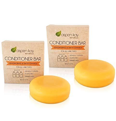 Solid Conditioner Bar, Made With Natural & Organic Ingredients, All Hair Types including frizzy hair, Sulfate-Free, Cruelty-Free & Vegan 2.3 Ounce Bar. (2-Pack Lemongrass & Sweet Orange) - SHOP NO2CO2