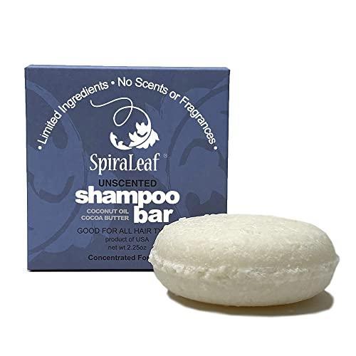 Spiraleaf Whiff Shampoo and Shave Bar UNSCENTED Limited Ingredients, No Scents or Colorings, Made USA, Concentrated Formula - SHOP NO2CO2