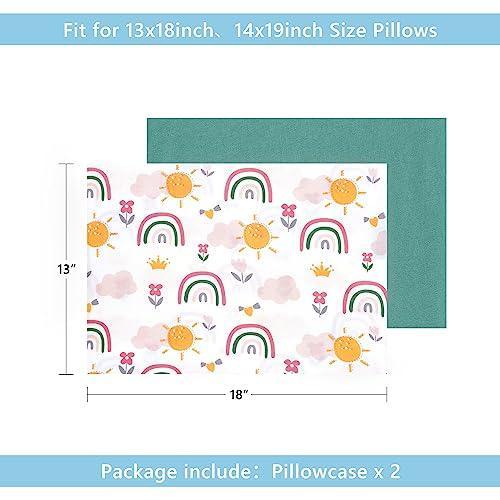 TILLYOU Organic Cotton Toddler Pillowcases - 2 Pack Super Soft Baby Kids Travel Pillow Cases Envelope Closure for Boys Girls, 13x18 Inches, Sunflower & Vintage Green - SHOP NO2CO2