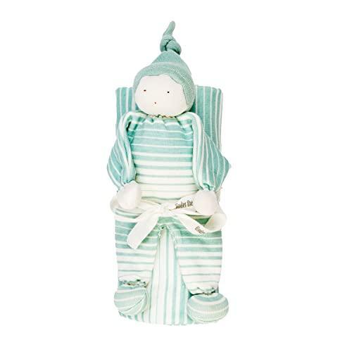 Under the Nile Organic Cotton Baby Buddy Swaddle Blanket Gift Set in Sea Breeze Ombre Stripe - SHOP NO2CO2